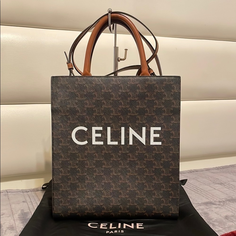 Celine Cabas Tote Triomphe Coated Canvas Bag